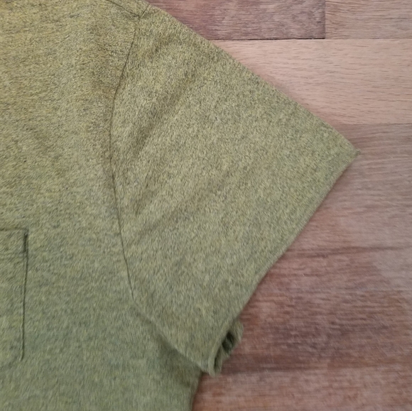 Vintage Single Stitch Blow Out Cropped Tee Pocket Army Green Distressed Thin - Picture 4 of 9